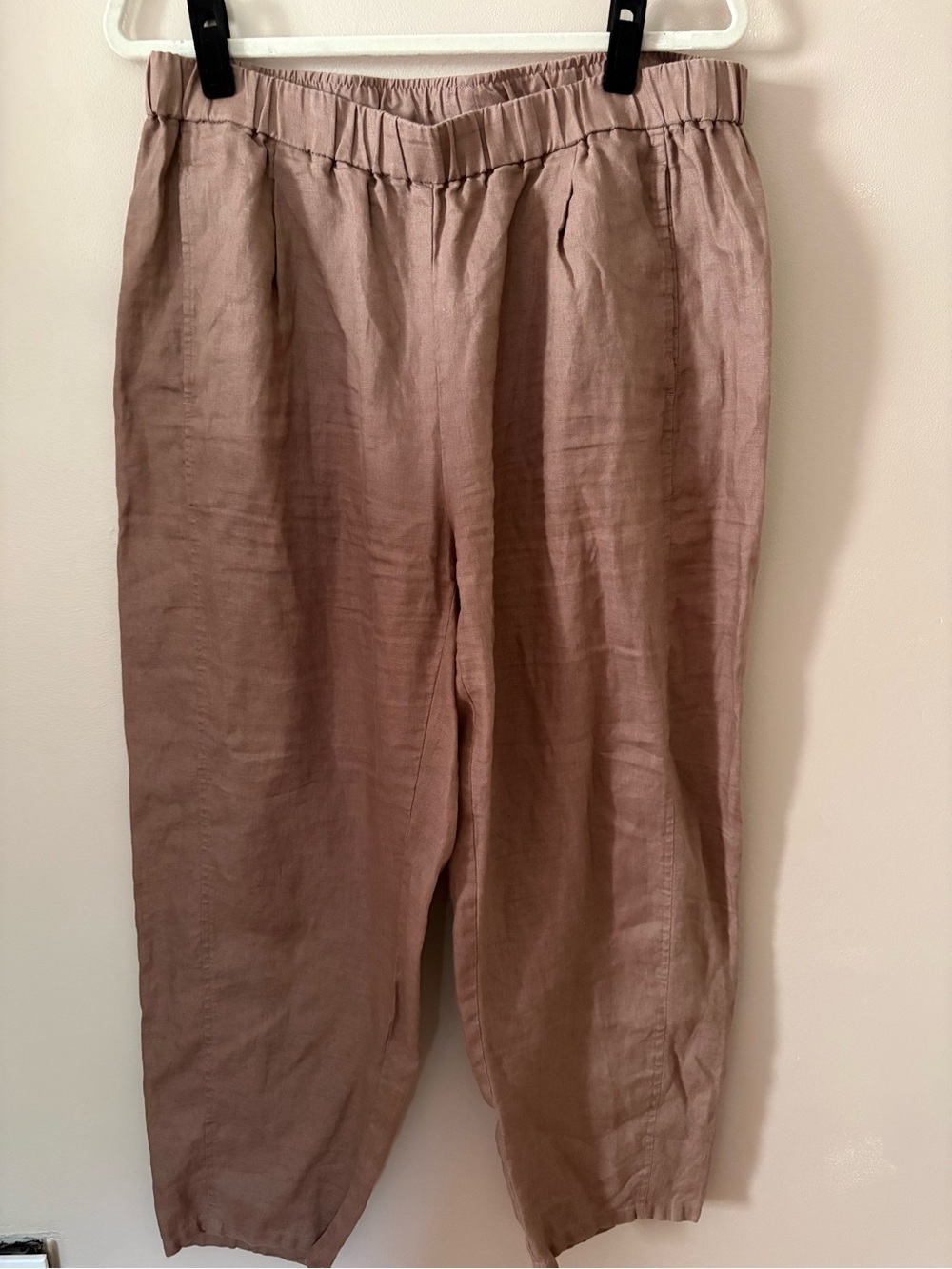 Eileen Fisher Organic Linen Pleated Lantern Pant in Taupe/Cocoa L - Picture 5 of 11
